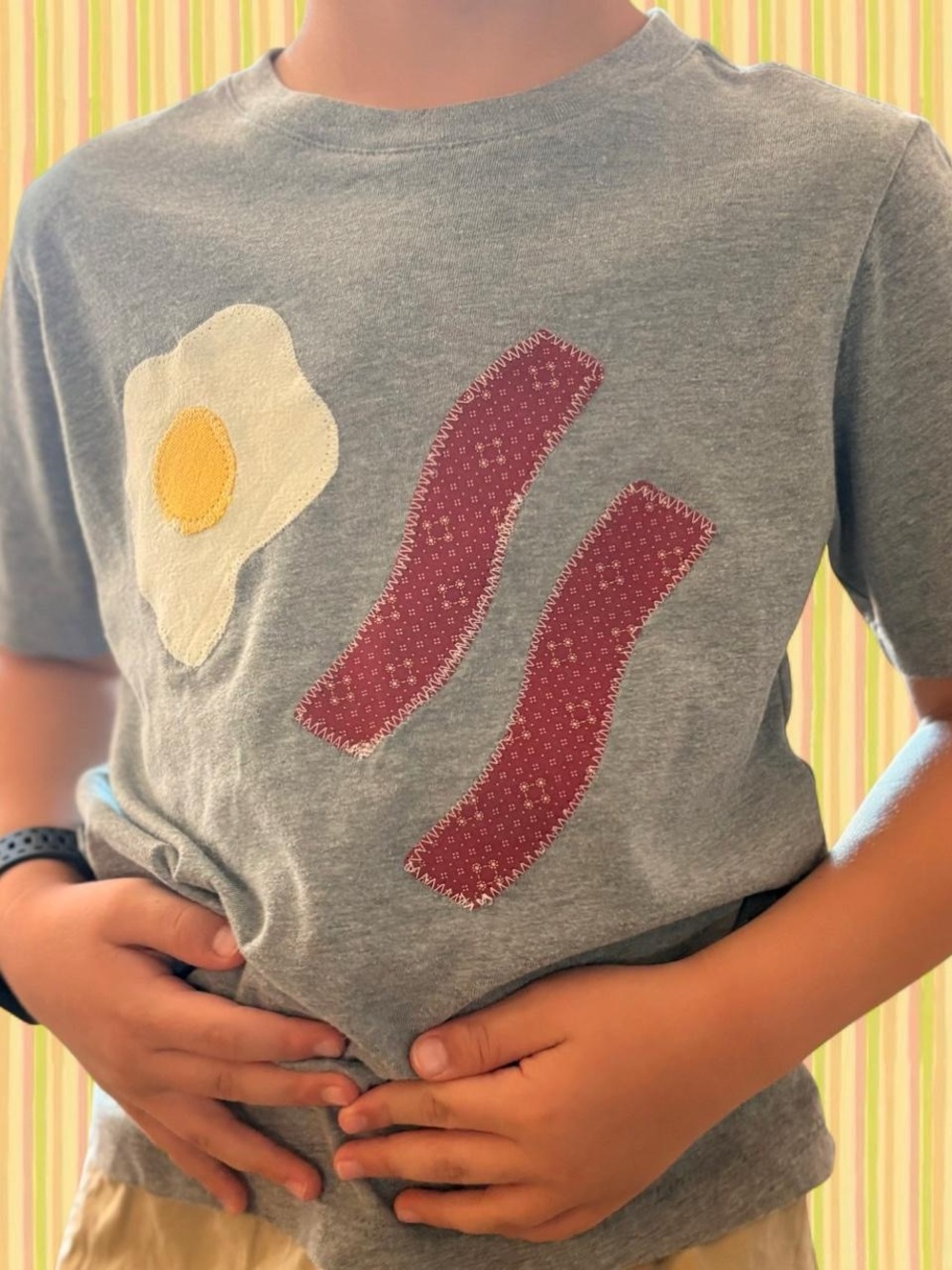 Kids Breakfast Appliqué Patchwork T-shirt